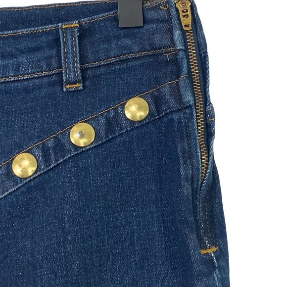 FRAME Le High Embellished Straight Jeans In Waldane Gold Studs Side Zip Size 28 - Picture 4 of 11